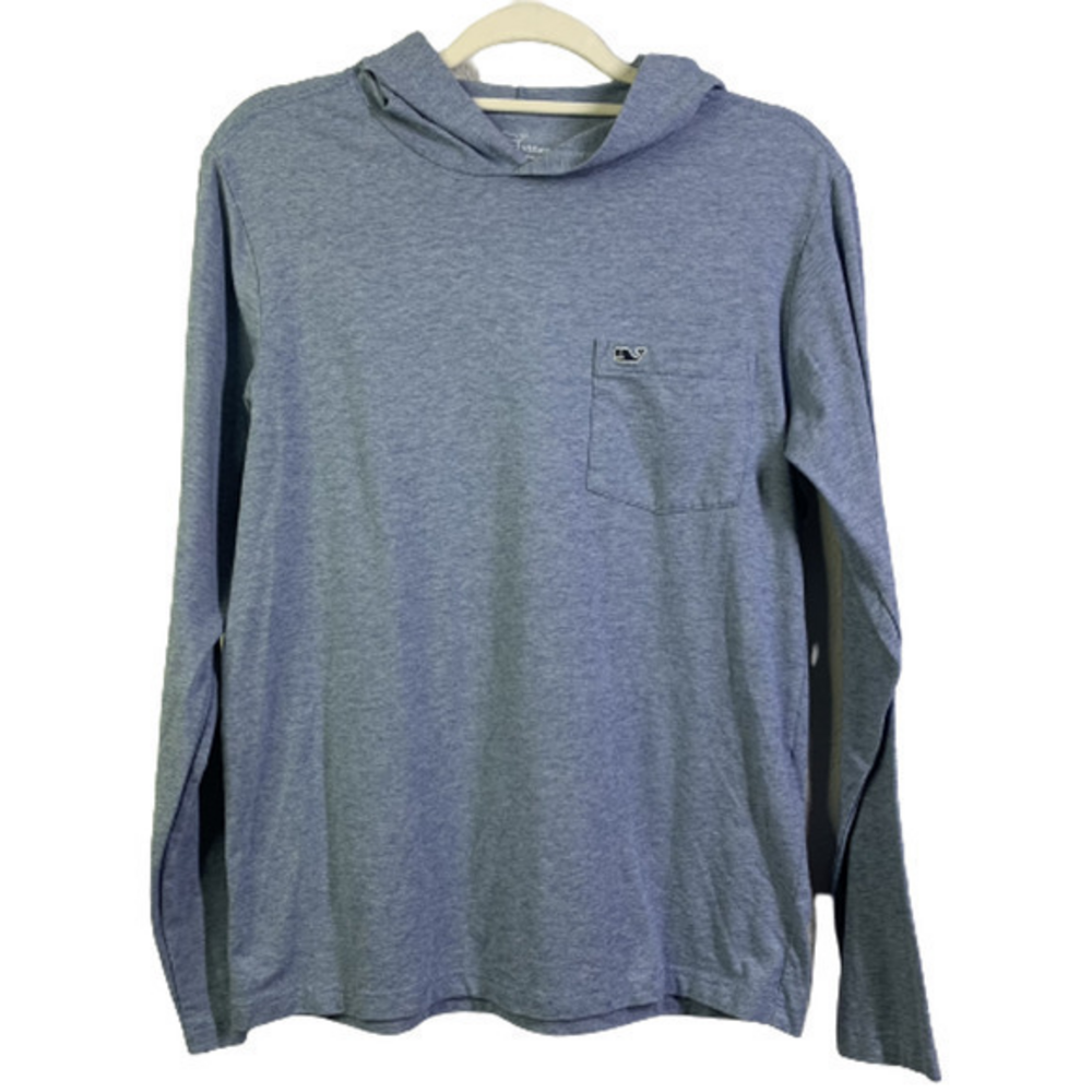 VINEYARD VINES Heather Blue Hooded Long‎ Sleeve T-Shirt